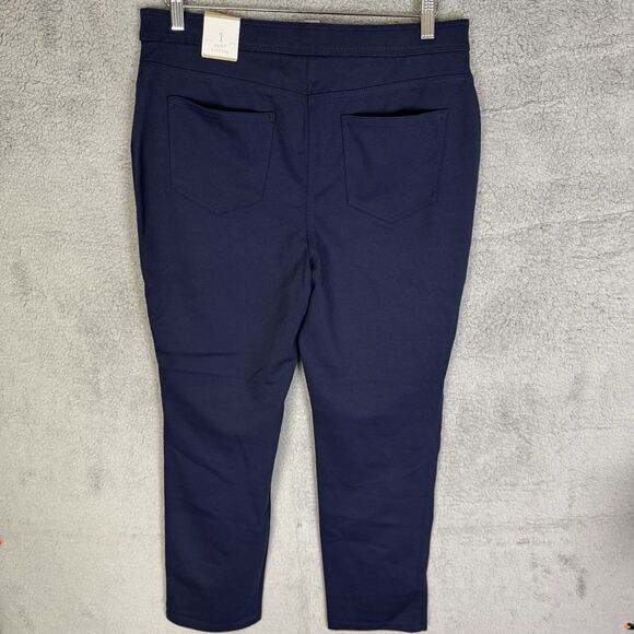 S Chicos Pants Womens 1 Short US 8 Navy Blue Ponte Slim Ankle Pull On NWT - Picture 8 of 12